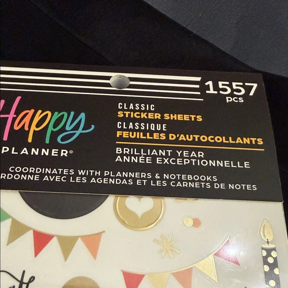 Happy Planner Brilliant Year Festive Celebration Stickers - Gold, Pink, Black